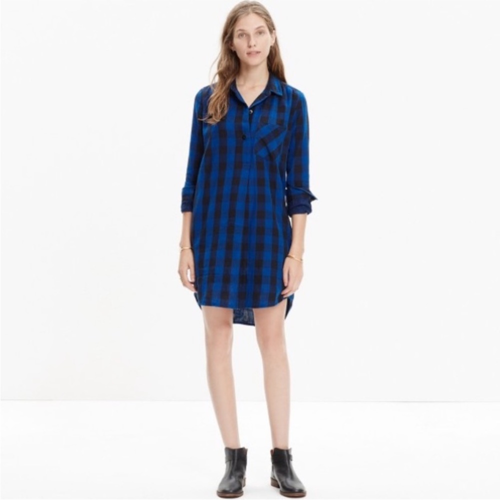 Madewell Buffalo Check Shirt Dress size XS